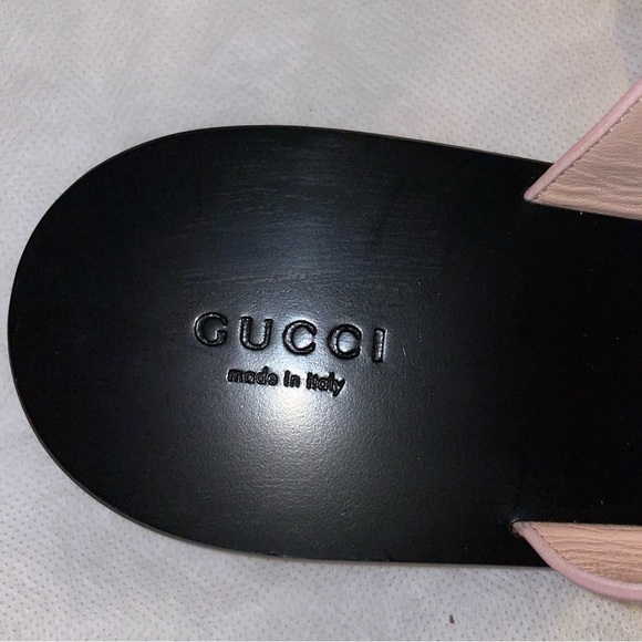 GUCCI MARMONT LEATHER THONG PERFECT PINK ANTIQUE GOLD GG SANDAL FLATS SIZE 11 41 - Picture 5 of 15